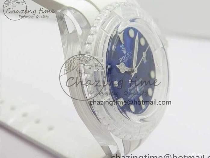 0512 Submariner Phantomlab Transparent KZF Best Edition Deep Blue Dial on White Rubber Strap VR WellDesigned 2568